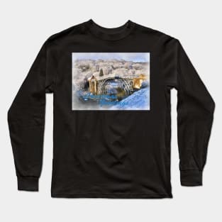 Christmas Greetings Cards Ironbridge in Snow Long Sleeve T-Shirt